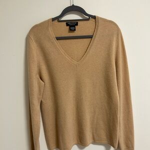 Lord & Taylor Camel V-Neck Sweater